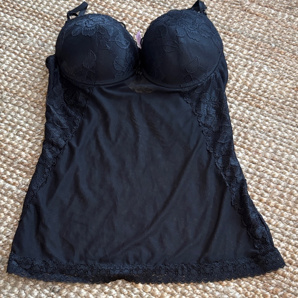 Native Intimates Black Lace Trim Chemise
